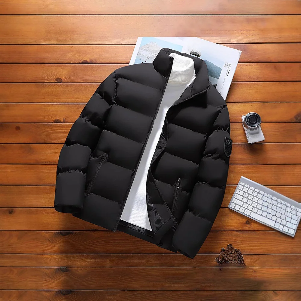 

Thiened Winter Cotton Jaet ex Casual Warm Outerwear for Couples Youth Versatile Sli Polyester Fiber Long Coat