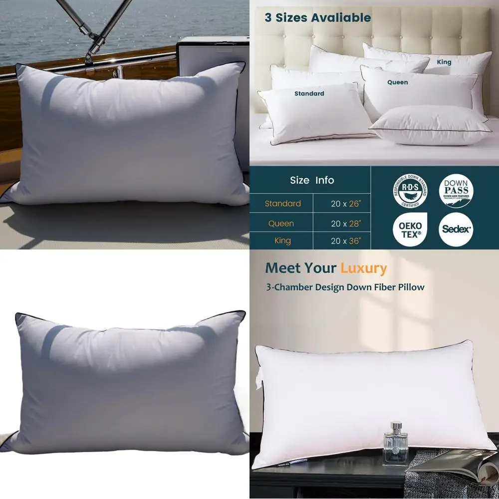 

Пара подушек премиум-класса с пуховым наполнением для комфортного сна, подходят для всех позиций сна, стандартный размер (20 x 26)