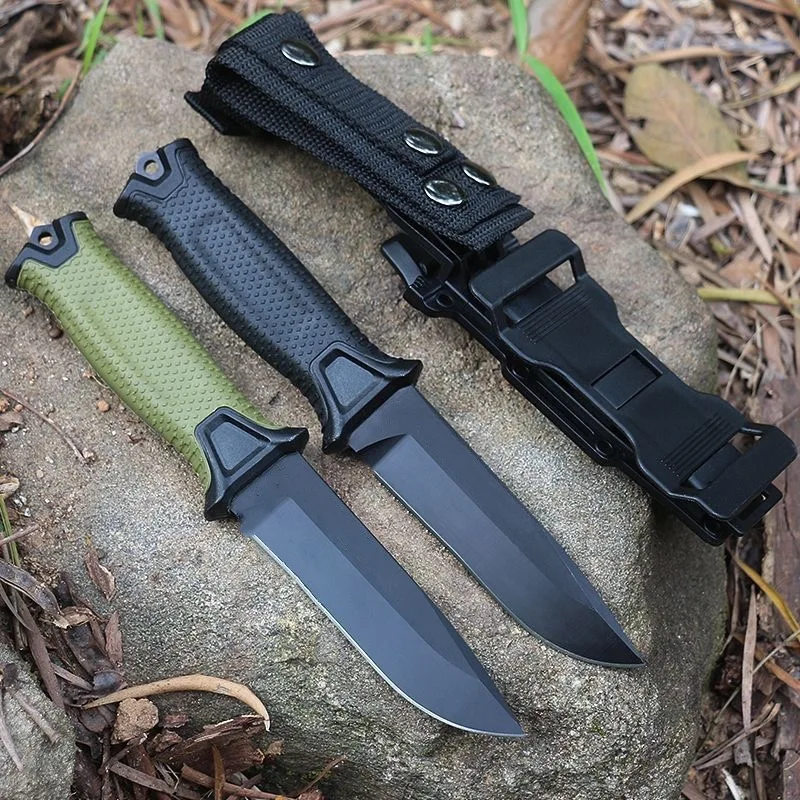 Cuchillo de supervivencia al aire libre de acero inoxidable, cuchillo de hoja fija, entrenamiento militar, herramienta EDC de bolsillo táctico para acampar de alta calidad