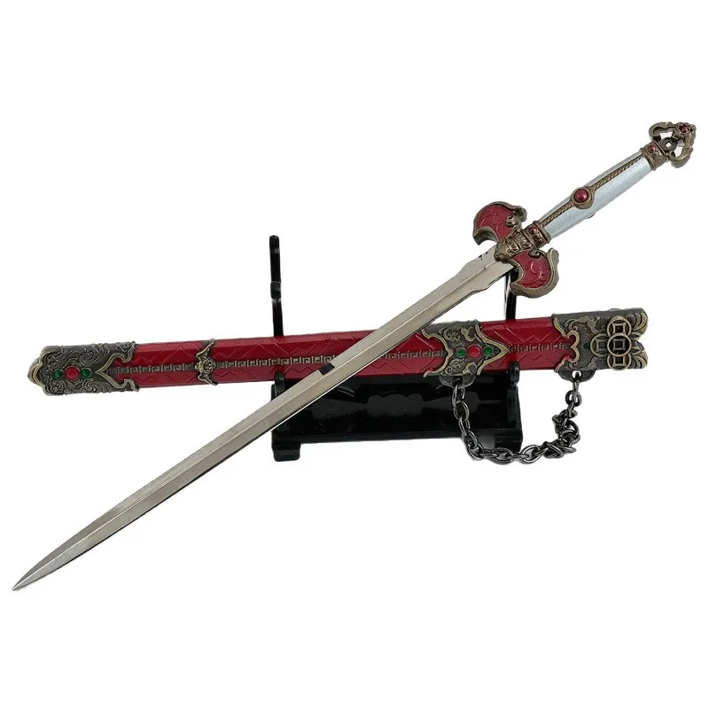 22cm/8.66in Chinese Fulu Sword Samurai Metal Model Props Cosplay Anime Peripherals Holiday Gifts Collectible Desk Toys Sports