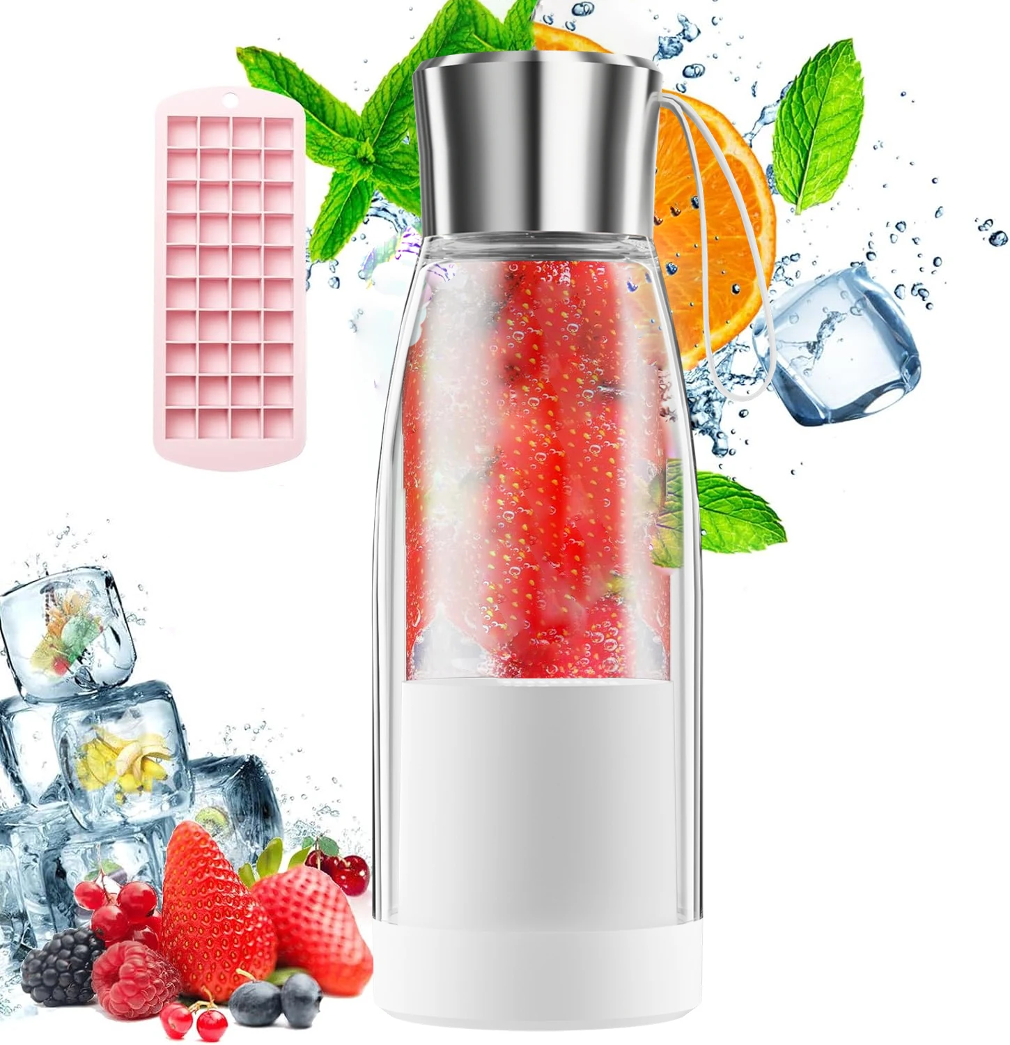 Waterproof Portable Travel Blender Smoothie  with Spout Portable Blender USB Rechargeable Protein Blender Car Battery