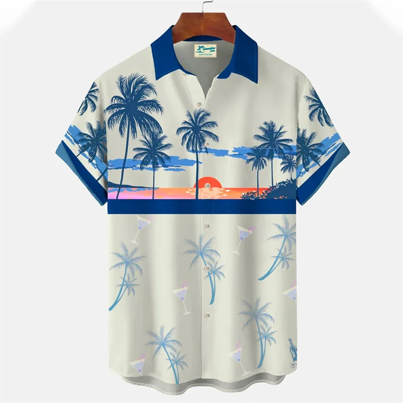 Men's Oversized Hawaiian Short Sleeve Shirt Luxury Tropical Tiki Plain Beach Fashion Style Harajuku Gengar High Quality Clothing