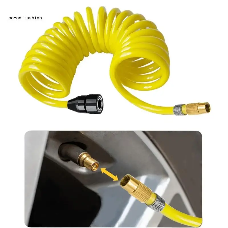 Air Inflator Connector Replacement Tire Inflation Hose Extension Tube Tire Air Compressor Hose Recoil Inflator Hose