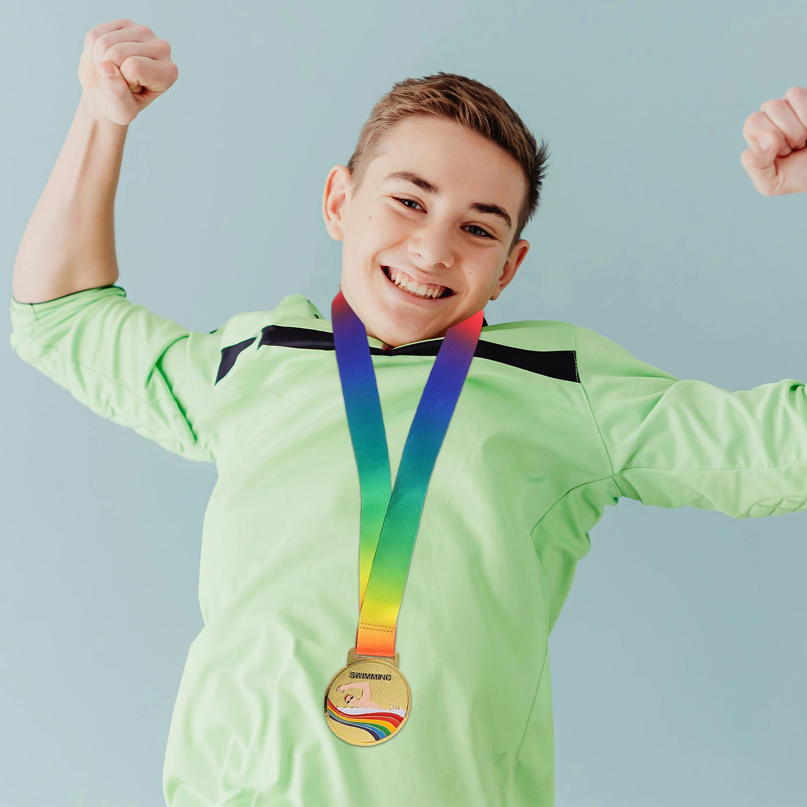 Medalha para prêmios, competição de natação, medalha com cordão pendurado para crianças, prêmio de metal, troféu de ouro, lembranças, honra esportiva