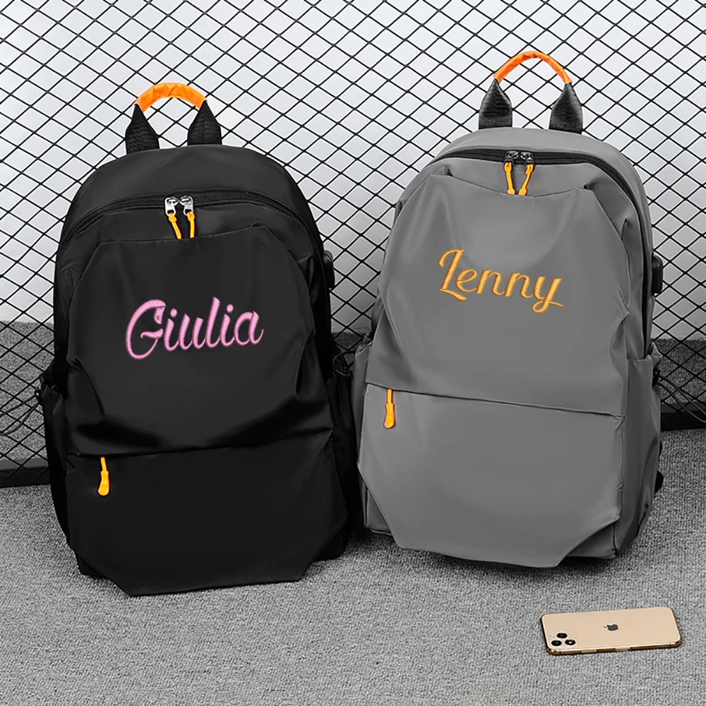 

Business Men's Double Backpack, Multi-Functional Leisure Embroidery Custom Backpack, Large Capacity Double Shoulder Computer Bag
