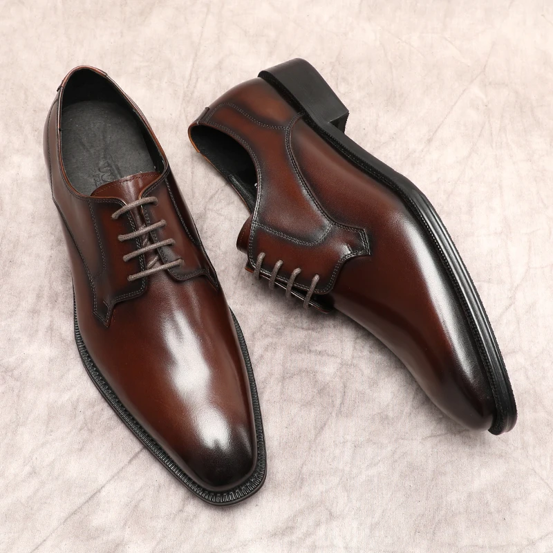 

Luxury oxford Man Shoe Genuine Cow Leather Dress Shoes For Men Luxury Black Brown Lace Up Wedding Men Business Formal Shoes