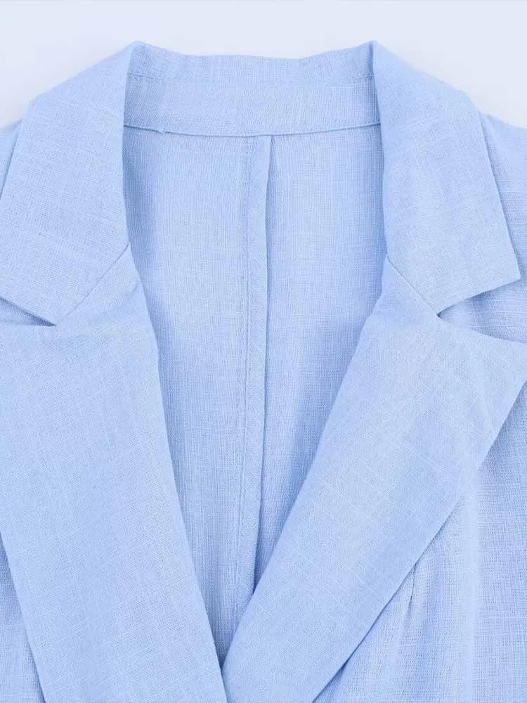 European style new women's fashion temperament pleated effect open-front suit jacket wide-leg pants suit