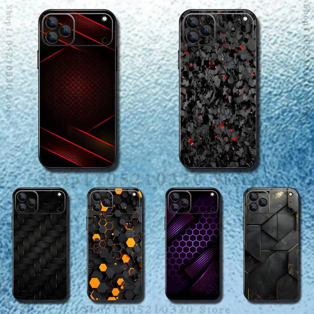 

Cool Carbon Fiber Pattern Phone Case For iPhone 17,16,15,14,13,12,Pro,Max,Plus,E,SE4,Air,Mini Black Soft Box