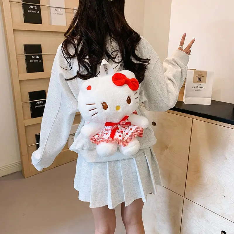 

Sanrioed плюшевый рюкзак для кукол Hello Kitty Kuromi My Melody Cinnamoroll, милый мультяшный рюкзак через плечо, подарок для друга