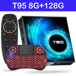 T95 Android TV Box Set-Top Box, Media Player, Bluetooth 5.0, 2.4G, 5G Wifi, 128G, 3D, Voz, 16G, 32GB, 64GB, 4K, núcleo do quadrilátero, original