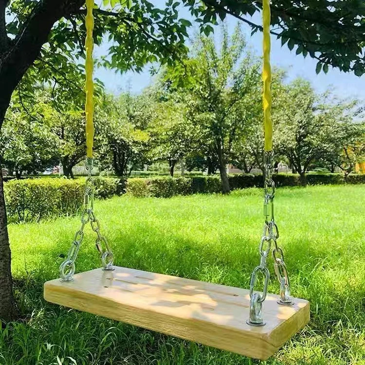 60x20cm Outdoor Solid Wood Swing Chair Iron Chian 4m Adult Parent-Child Interaction Toys Garden Swing