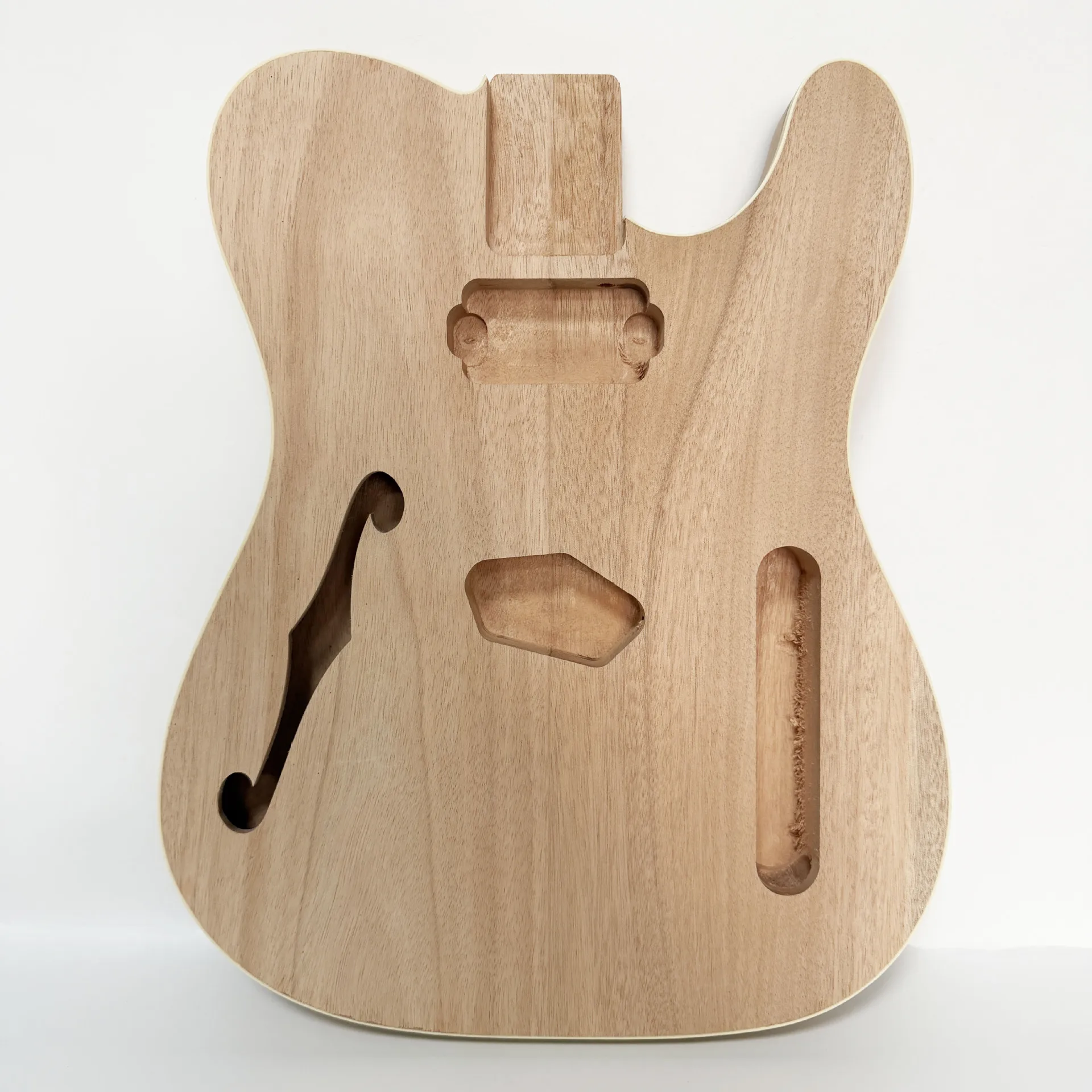Mahogany TL F-Hole Semi-Hollow Electric Guitar Body DIY Unfinished Single Pickup Routing Guitar Body