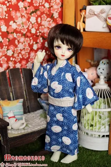 [High Quality] 1/3 1/4 Doll  Multi Colored Fashion Printed Japanese Kimono Bathrobe With Belt For Uncle BJD For Fans DIY