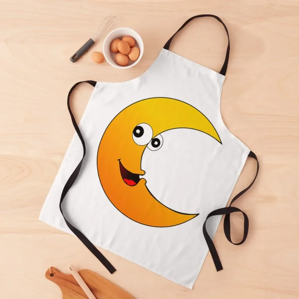 A Cute Crescent orange Moon Art. Apron For Kitchen Women cleanings Woman Work For Man Apron