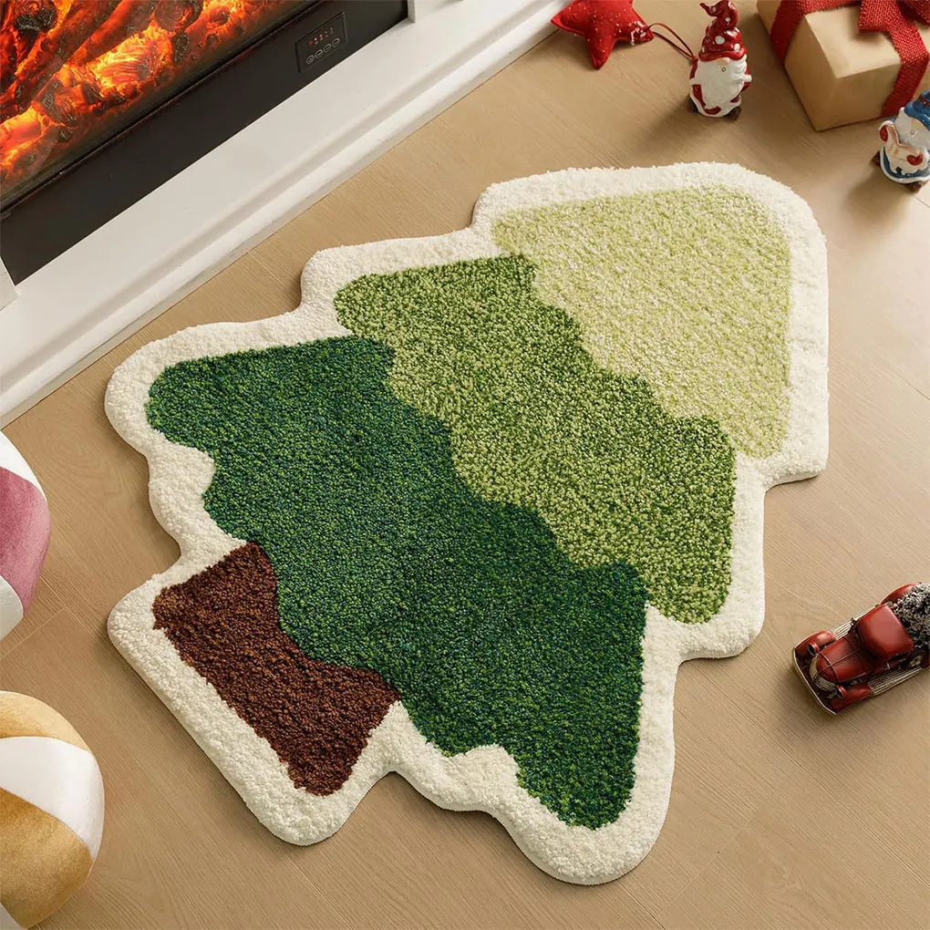 Cashmere Breathable Christmas Decorations Carpet Not Shedding Hair Easy To Maintain Floor Mat Family