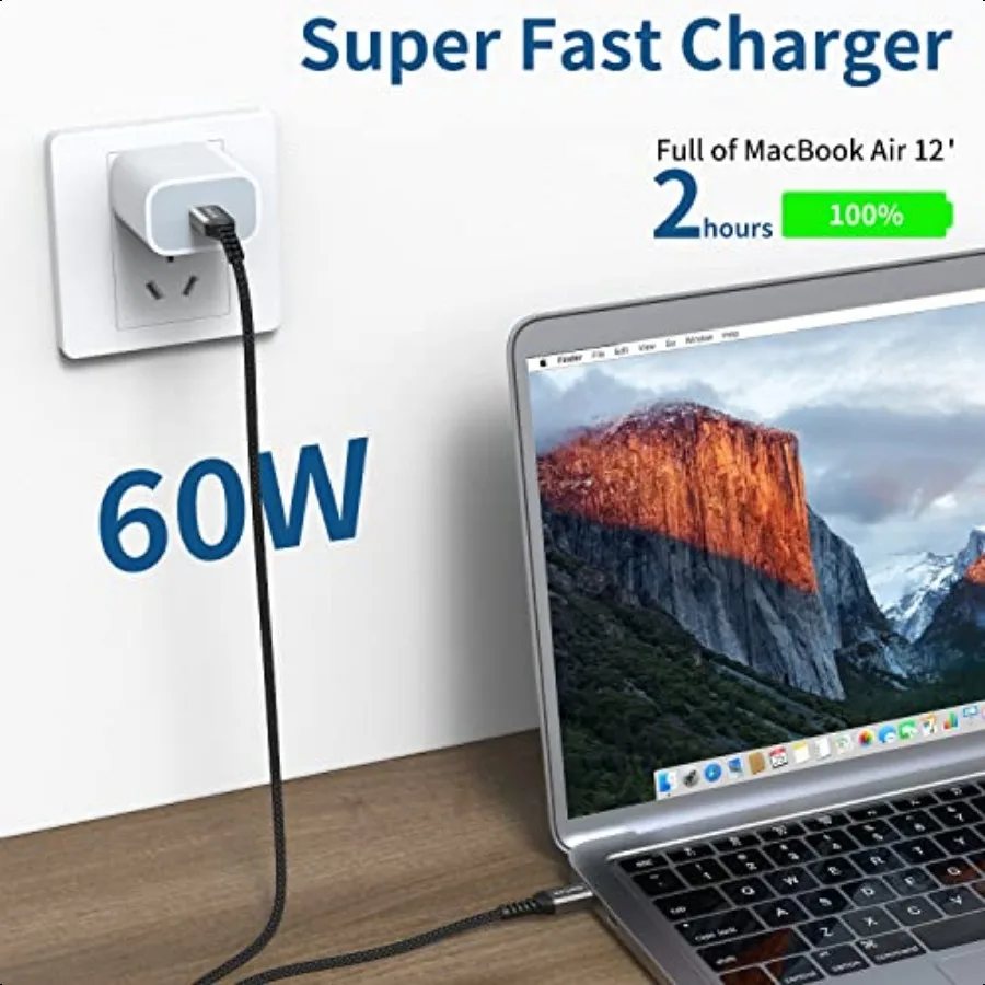 USBC-zu-USBC-Kabel, 60 W, 2 Stück, 3,3 Fuß, USBC-Typ-C-Schnellladekabel für iPhone 15 16 Pro Max Plus, Samsung Galaxy S24 S23