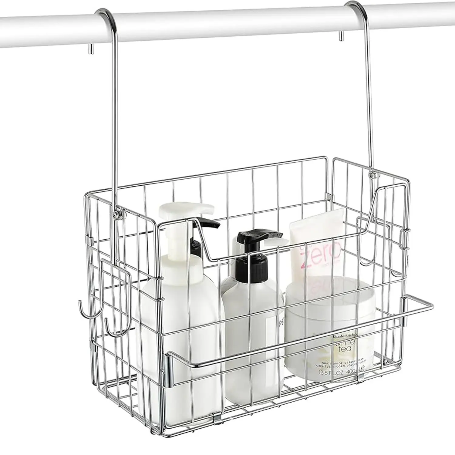 Cross-border foldable bathroom hanging basket 304 stainless steel bath basket with hook towel rack No punching hanging basket