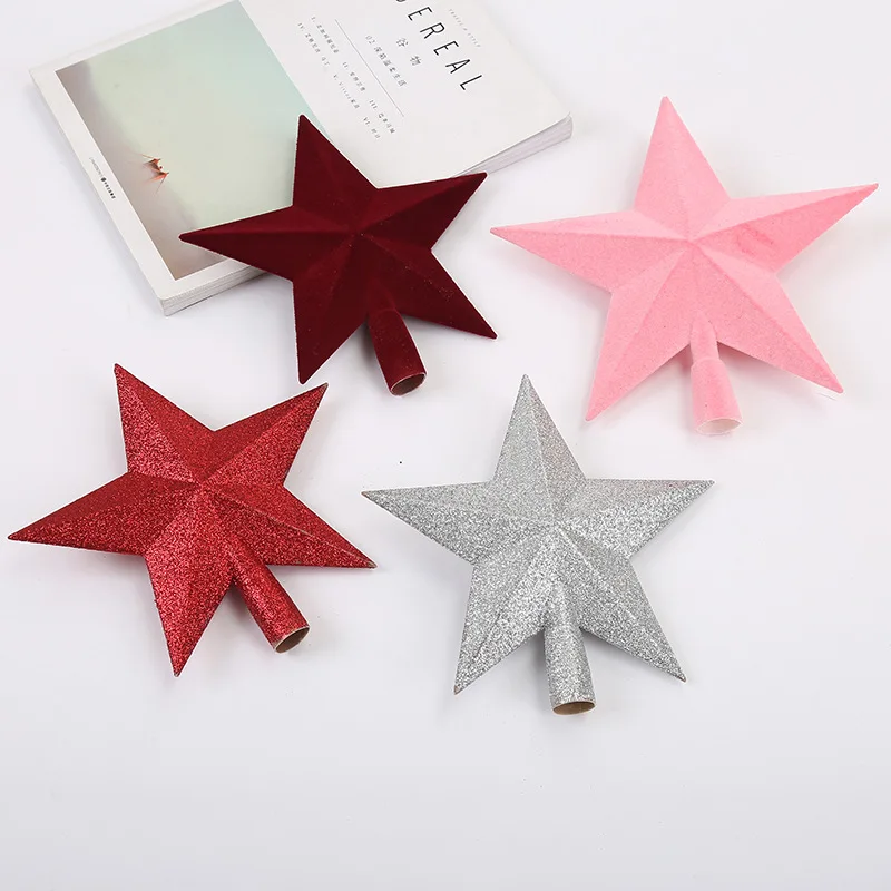 9 Inch Christmas Tree Topper Star Decorations Flannel Star Treetop Ornament for Christmas Tree Xmas Party Home Decoration