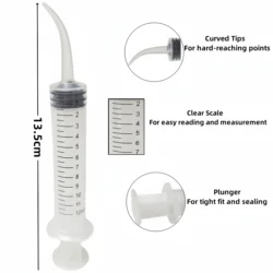5Pcs Disposable Plastic Dental Elbow Irrigation Syringe Teeth Flushing Injection Impression Dental Syringe With Curved Tip