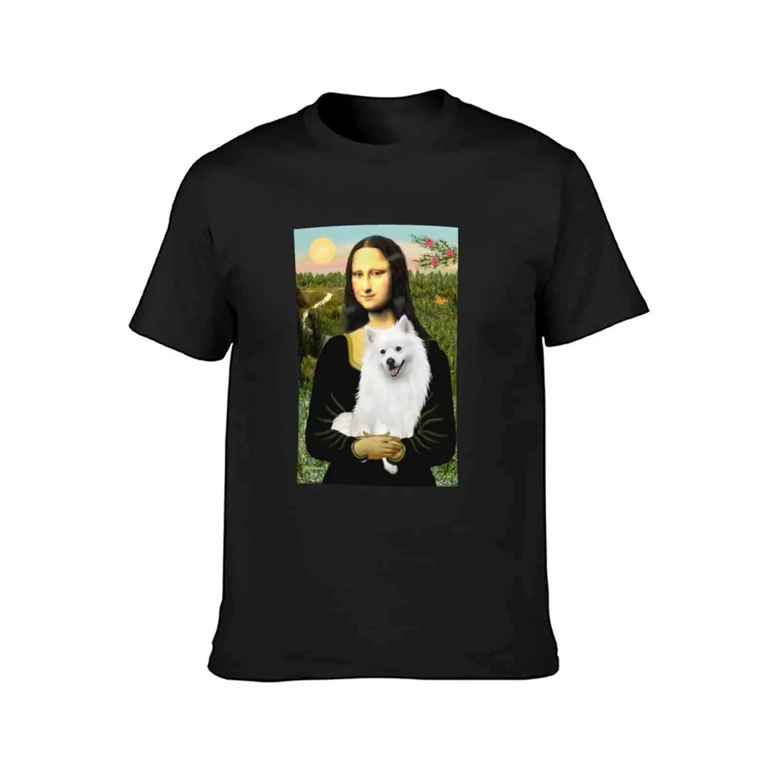 Mona Lisa and her American Eskimo Dog T-Shirt plus sizes essential t shirt anime t shirts plus size men clothing