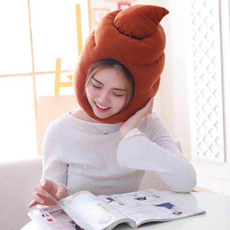 

39BB Shit Plush Hat Stuffed Toy Funny Fake Poop Headgear Party Photo Props