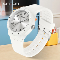 SANDA New 9075 Fashion Student Quartz Watch Simple Waterproof Silicone Strap Night Light Male and Female Student Quartz Watch