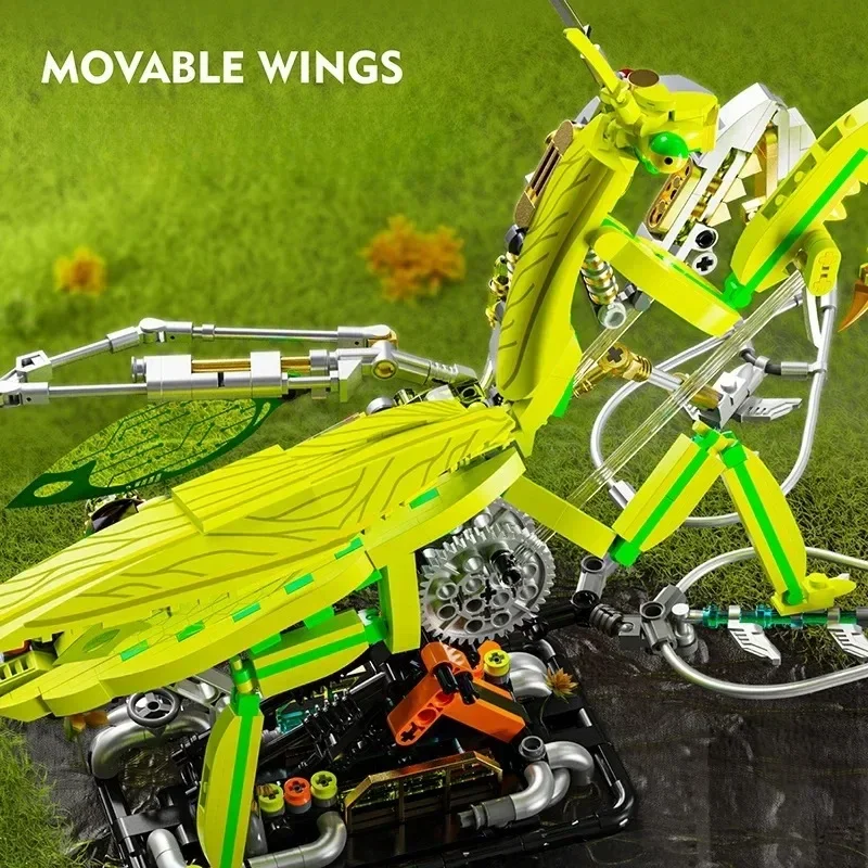 999PCS 13055 Kit di blocchi di costruzione Mantis meccanici - Modello animale MOC con giunti mobili, STEM Desktop Decor Gift per i bambini