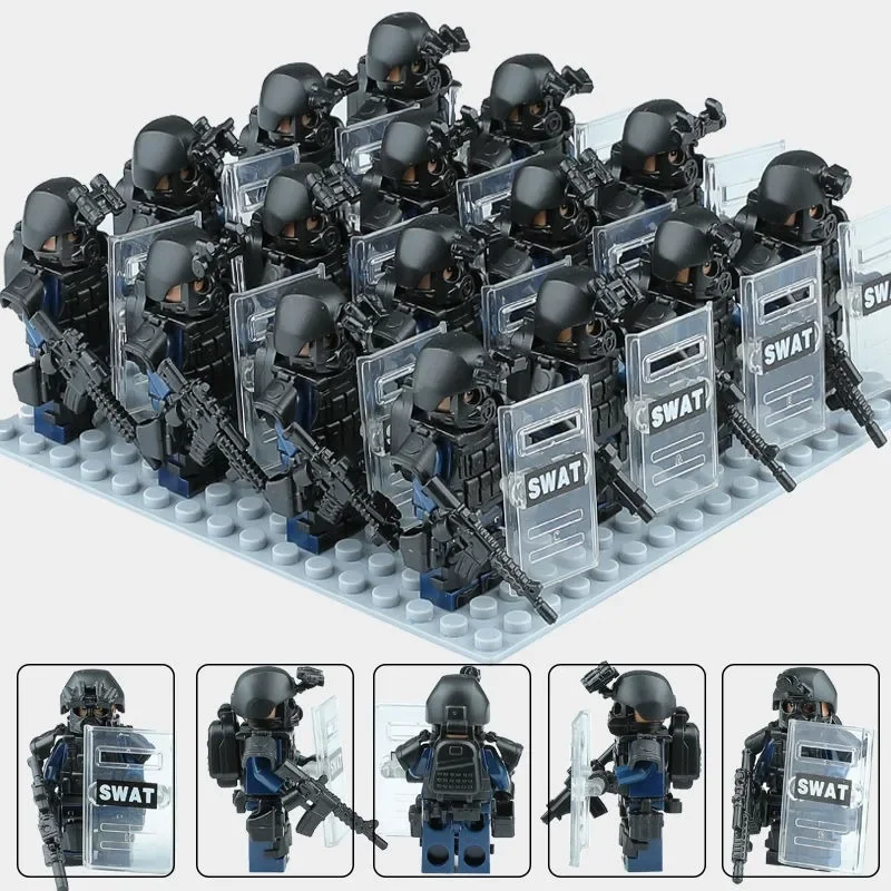 MOC-Baustein, speziell ausgestattete Ghost-SWAT-Puppe, DIY-Montage, Mini-Humanoid-Puppe, voll bewaffnet, Geburtstagsgeschenk – Detail 4