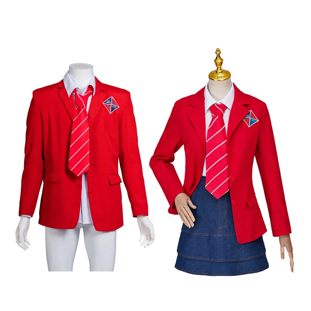 

Костюм Rebelde для косплея, школьная форма JK, юбки, студенческий красный пиджак, полный комплект, наряды на Хэллоуин для мужчин и женщин