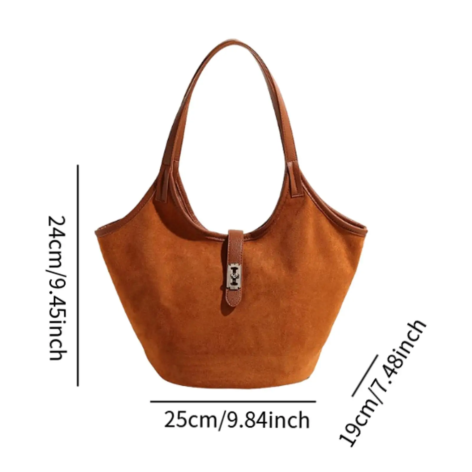 Suede Bucket Bag Valentines Day Gifts for Girlfriend Trendy Shoulder Purse Handbag for Travel Vacation Shopping Party Autumn