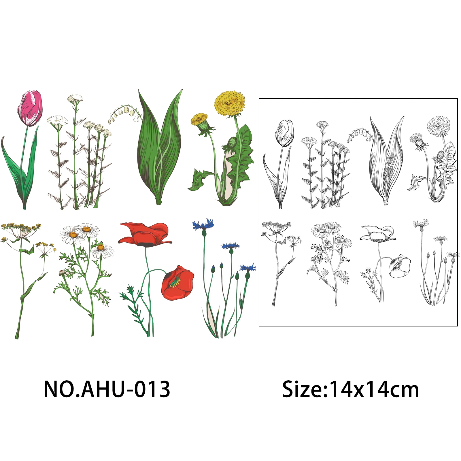 AZSG Wild Flowers Plants Clear Stamps and Cutting Dies For DIY Scrapbooking/Card Making/Album Decorative Silicone Seals Crafts