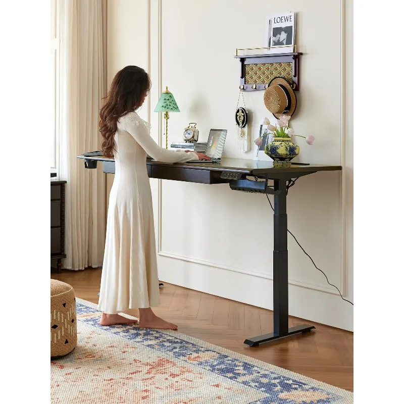 American All-solid Wood Electric Lifting Office Computer Desk WorkbenchX14