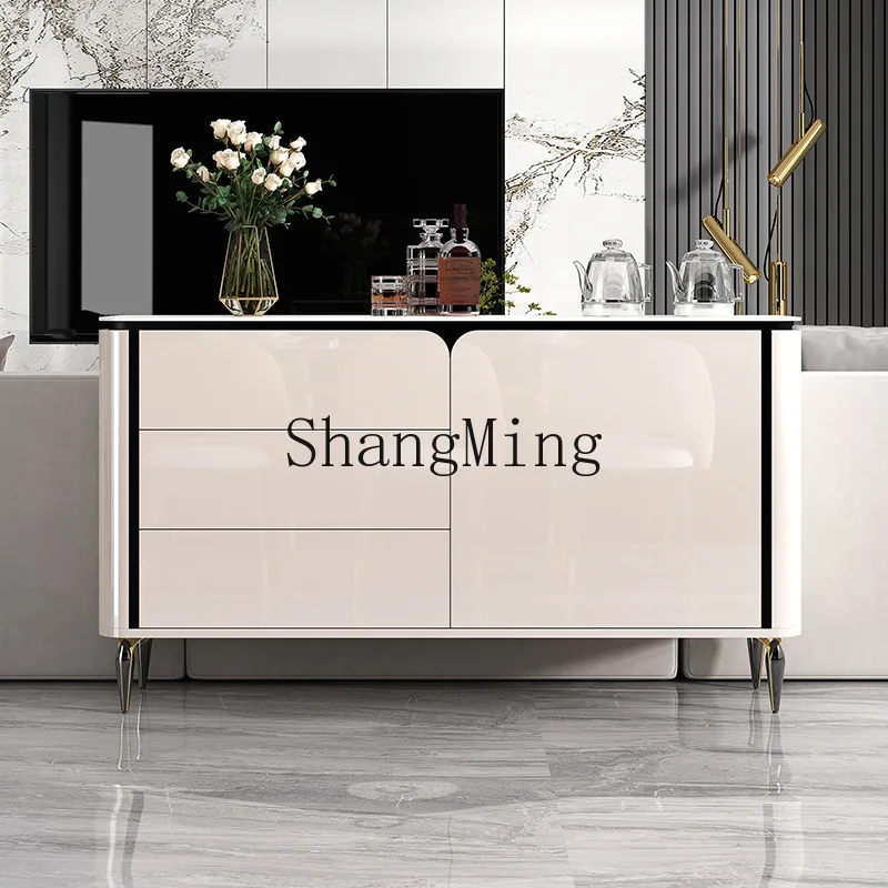 FG good-looking  Light Luxury Lacquer Sideboard Integrated Wall Storage Cabinet HomeSmart Tea Bar Machine Sofa Side Cabinet