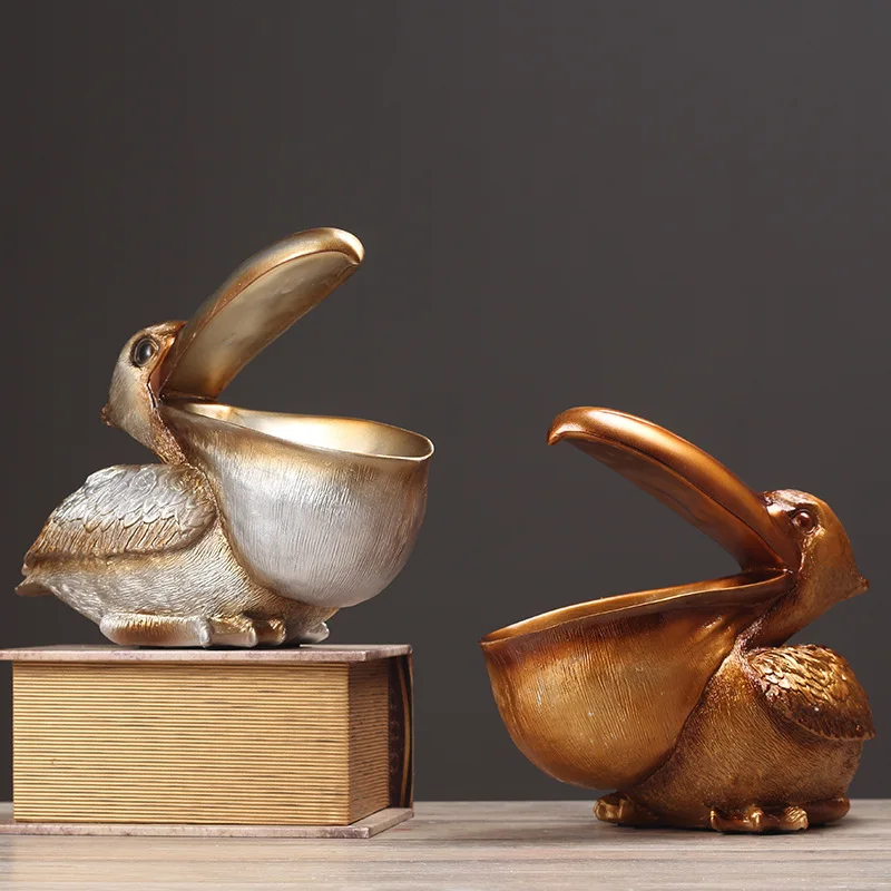 

Large Mouth Pelican Storage Decor, Resin Craft Ornament for Home, Living Room & Entrance