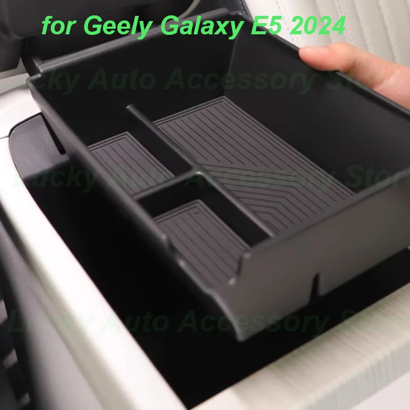 

Car Armrest ABS Storage Box for Geely Galaxy E5 2024 Under Center Console TPE Storage Box Silicone Pad Interior Accessories