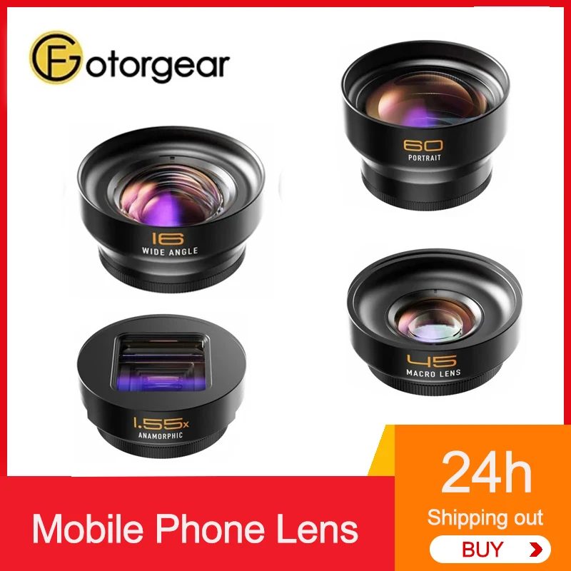 Fotorgear Professional Mobile Phone Camera Lens Pro ll T-Mount Fisheye Macro Wide-Angle Portrait Lens For iPhone 15/14/13