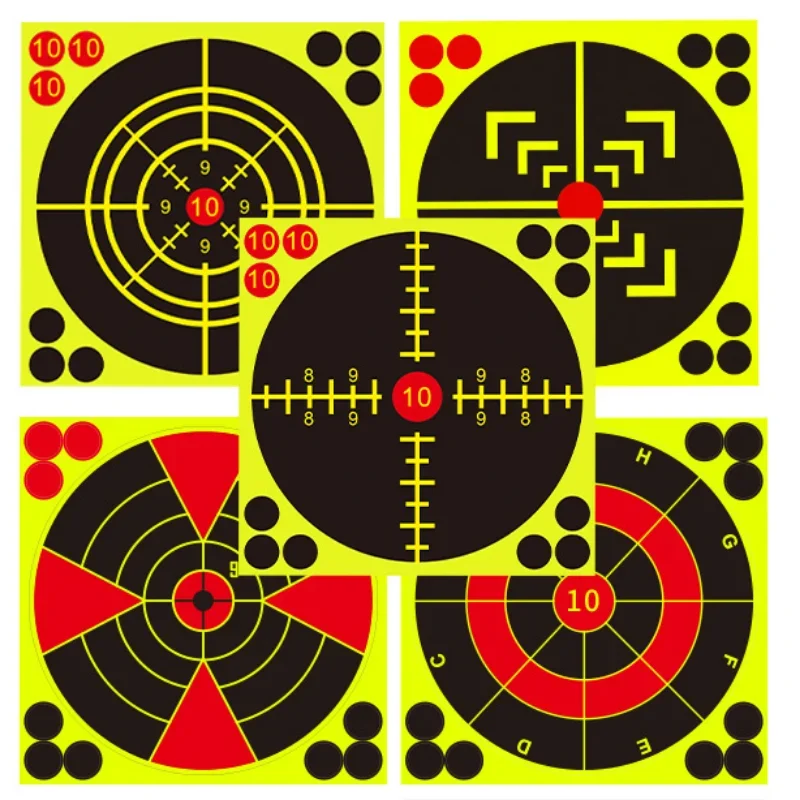 

10pcs 6 inch Splatter Target High Visibility Adhesive Shooting Target Stickers Reactive Hunting Shooting Training Paper