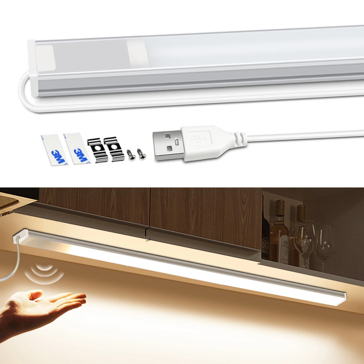 

30/40/50cm LED Light Bar Rigid Lamp USB 5V Hand Infrared Sensor Induction Night Lighting For Kitchen Cabinet Closet Lamp