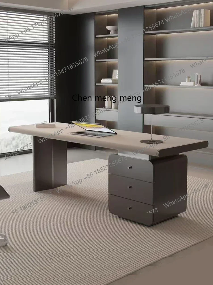 R H Hochwertige Hochglanz-Backfarbe, importiertes Sattelleder-Finish, einfacher Schreibtisch