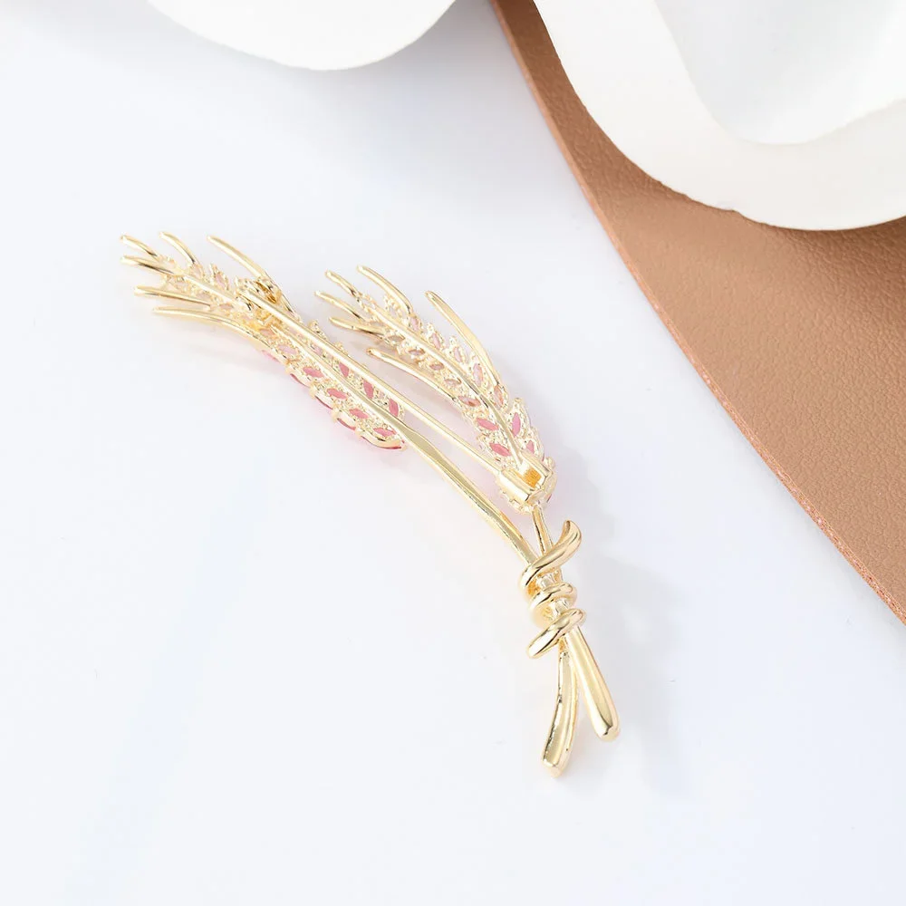 Simple Rhinestone Wheat Ear Brooch Collar Pins for Suit Shining Women Men's Party Banquet Brooches Jewelry Accessories