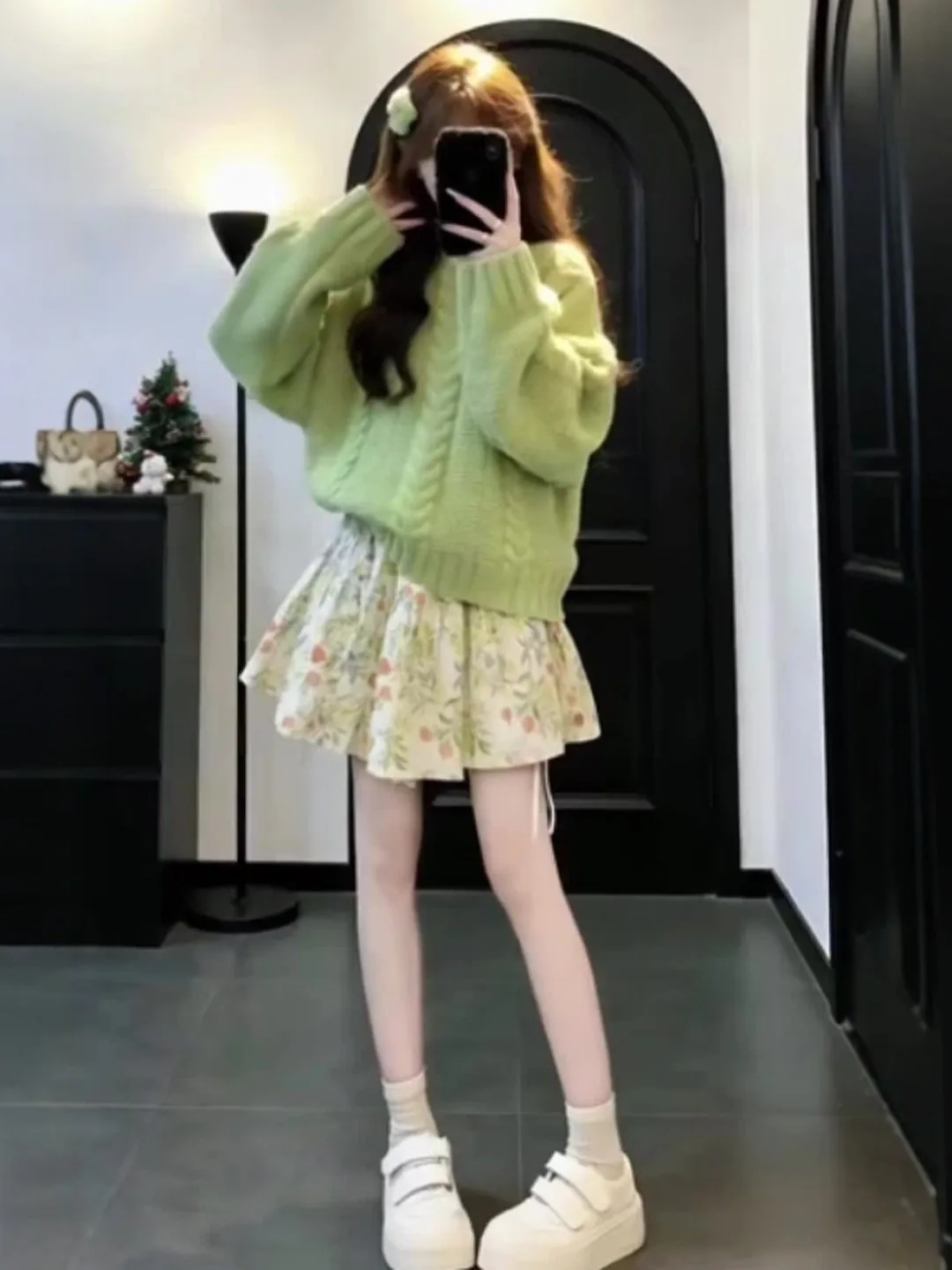 

Unique Floral Sweater Dr Two-Piece Set Gentle Sle Spring 2026 Faion Casual Workwear High Waist Warm Mid-Weight