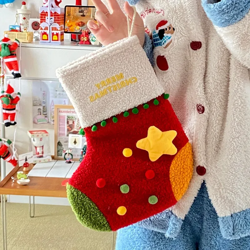 Star Christmas Stockings Large Three-dimensional Gift Bag Pendant Christmas Decoration Arrangement Children's Creative and Cute