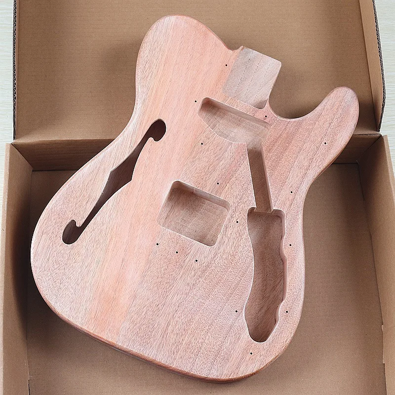 F-hole Electric Guitar Body Made of Orange Wood, DIY Professional Accessories, Bucket Suitable for Creation