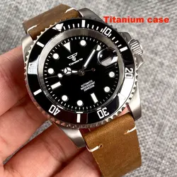 20ATM Diving Tandorio Titanium 40mm Japan NH35A PT5000 Mechanical 120 Clicks Vintage Business Men Watch Sapphire Glass Date Lume