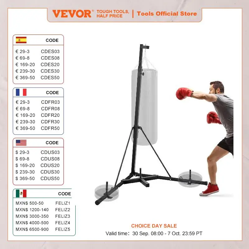 VEVOR Popsport Heavy Bag Stand Free Standing Punching Punch Bracket Station Boxing Stand Height Adjustable Folding Boxing