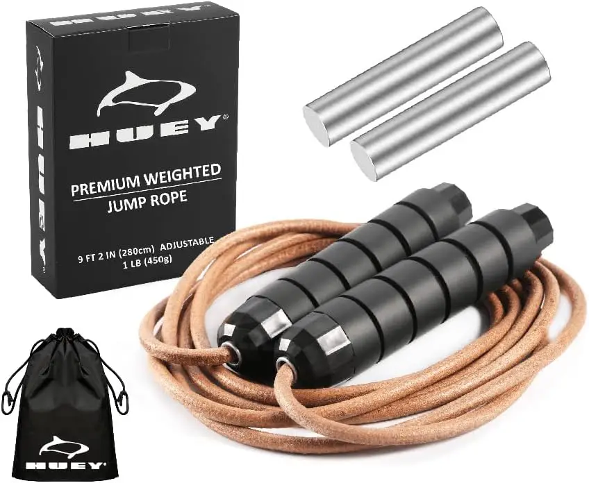 

Weighted 1lb Leather Jump Rope, Adjustable Skipping Rope for Speed Training Boxing MMA Cardio Fitness Workout Indoor Outdoor for