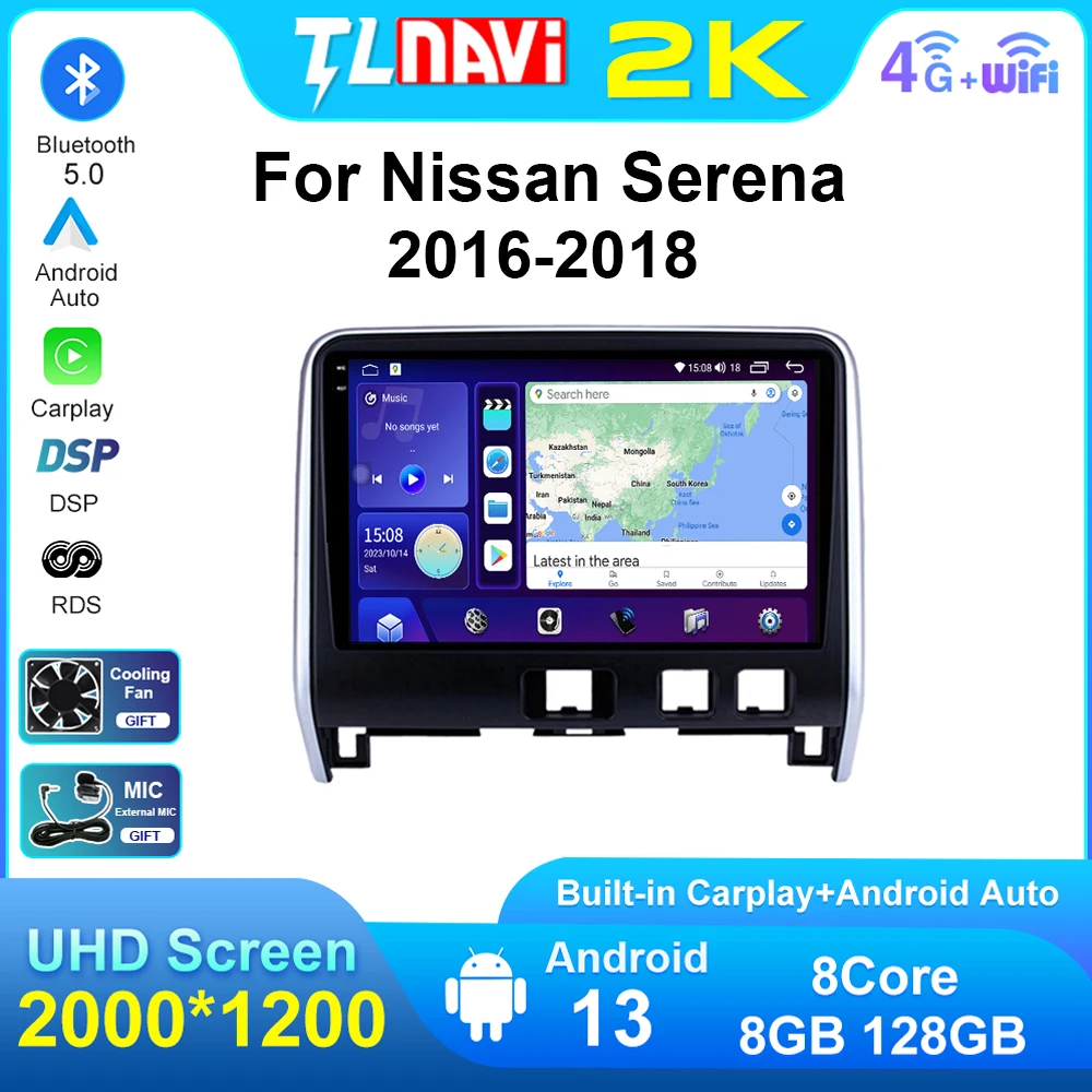 

Android Auto Car Radio For 2016 2017 2018 Nissan Serena GPS Navigation System 8G RAM128G ROM Carplay Head Unit Multimedia player