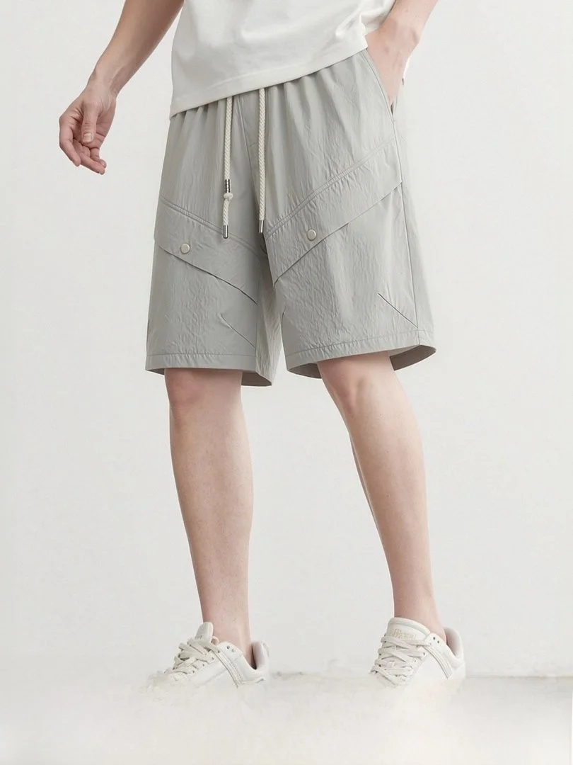 Lightweight Quick Dry Breathable Summer Men's Loose Big Pocket Casual Shorts Functional Workwear Style Polyester Fiber