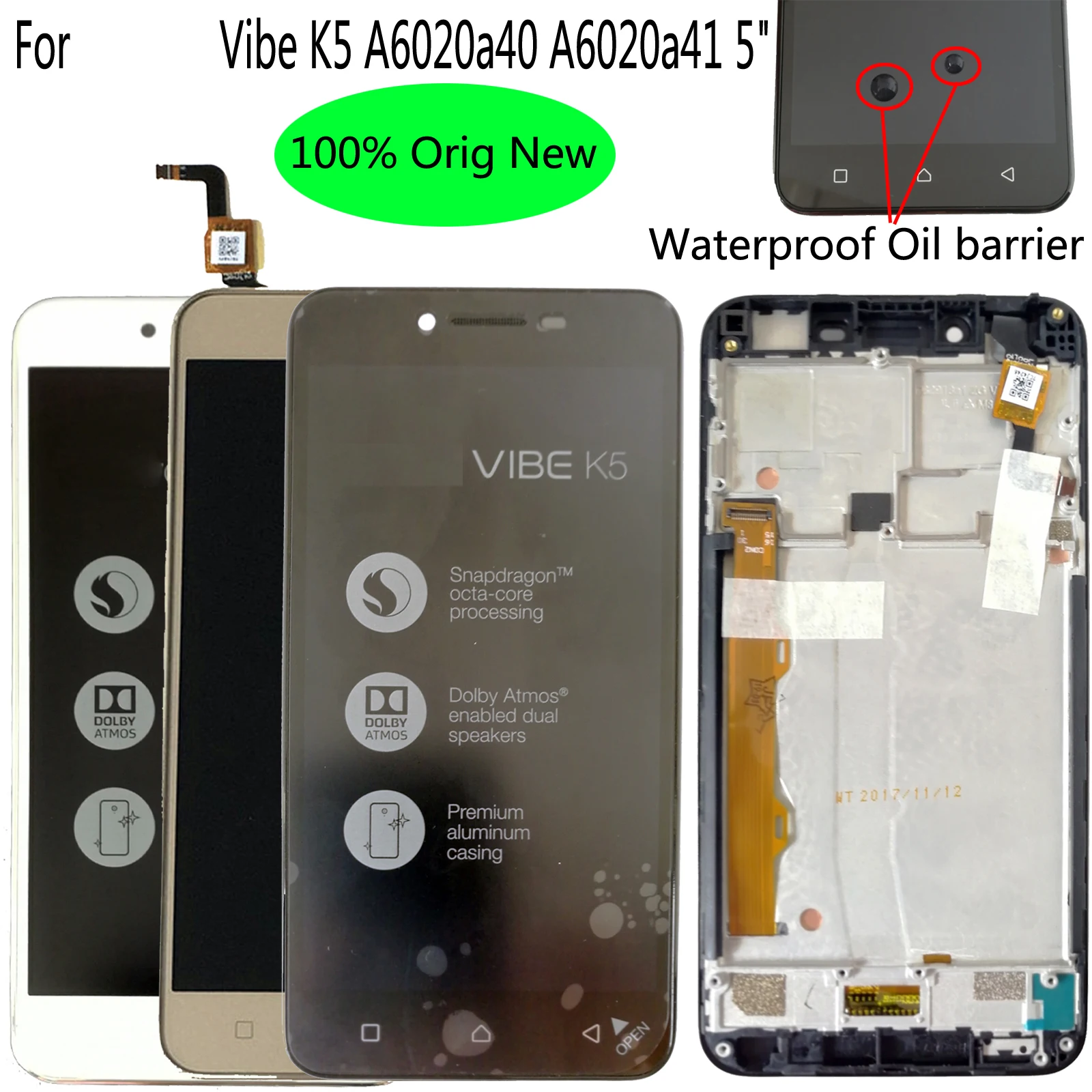 Shyueda 100% Oig NEW with frame For Lenovo Vibe K5 A6020a40 A6020a41 5