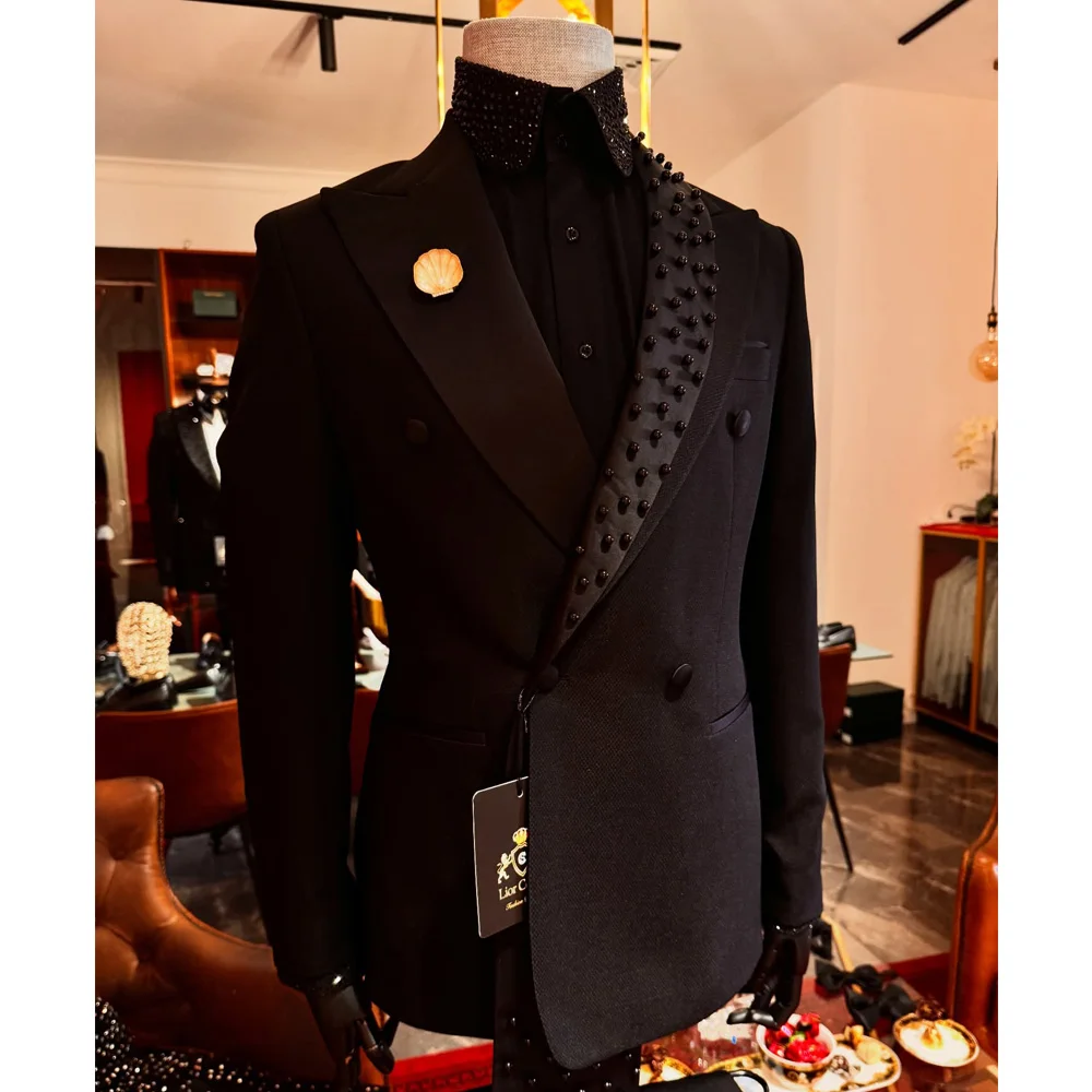 Men's Slim Fit Tuxedo 2 Pieces Wedding Groom Sets New Jacquard Elegant Suit Set Business Party Outfit